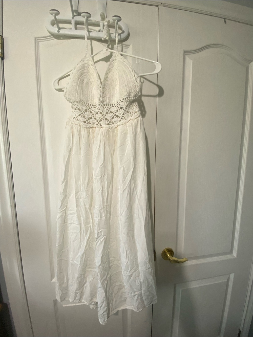 White Crochet Bodice Maxi Dress